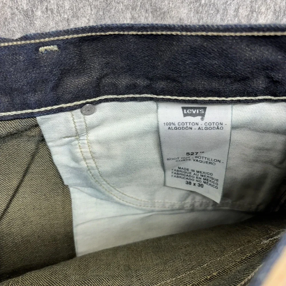 Levi's 527 Boot Cut Indigo Dark Wash Men's 38x26 Vintage Y2K Contrast Stitch